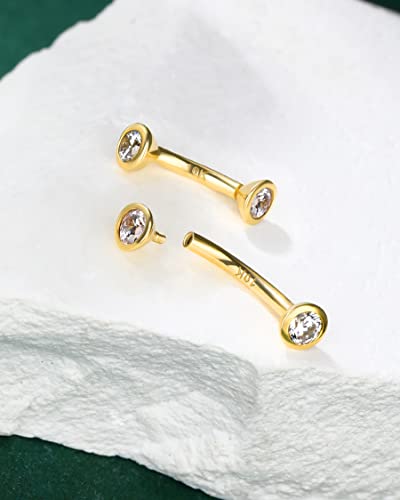 Solid Gold Rook Earrings Yellow Gold Eyebrow Rings 16g Real Gold Rook Piercing Jewelry 8mm 10K Curved Eyebrow Piercing 10Kt Gold Rook Barbell - style: 8mm