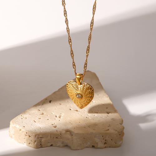 Unisex Celestial Gold Pendant Necklaces, Sun/Moon/Star/Angle Celestial Elements Unisex Choker Gold Lover Chains for Men and Women Jewelry - color: Gold Chain - Heart