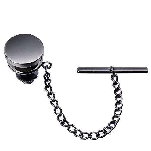 HAWSON Mini Tie Pin for Men, Tie Tack with Chain for Men's Necktie, Tie Tack Gift Set for Wedding, Party, Meeting - color: Brushed Gunmetal