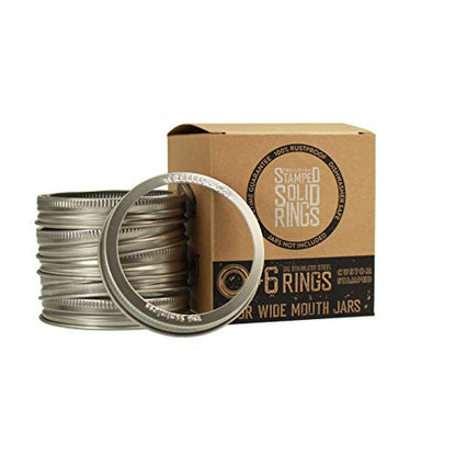 Trellis + Co.Stamped Stainless Steel Wide Mouth Mason Jar Replacement Rings | Bands / Tops Durable & Rustproof For Pickling, Canning, Storage (6 Pack) - size: 6 Pack