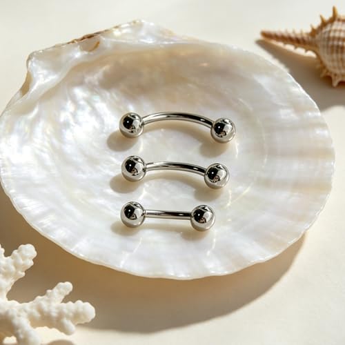 G23 Titanium Rook Piercing jewelry 16G Eyebrow Rings Curved Navel Barbell | Internally Threaded Dainty Helix Earrings Curved Barbell Small Belly Button Rings for Women - color: F, size: Length:10mm