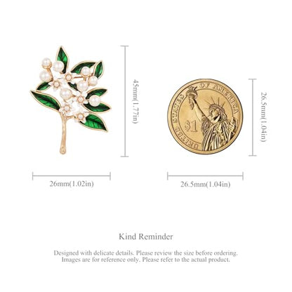 SHE'S FREE STYLE JUST FOR YOU Handmade Gardenia Brooches and Pins For Women, Enamel Flower Brooch Green Leaves Pins Hand Dripping Oil Jewelry Brooch Pins Fashion Garland Safety Pins - color: Gardenia Bouquet