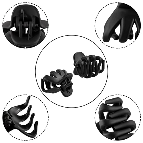 YOHAMA 10pcs Black Medium Small Octopus Claw Clips Women Thin to Thick Hair | Durable Jaw Clamp Styling Small Pony, Hold Half Bun Tightly, Non-Pulling or Snagging, Multifunction, Clamp Gift - color: C-Matte Black