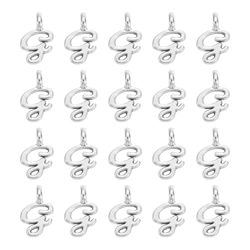 uxcell A-Z Alphabet Charm, Metal Alphabet Letter Charm Initial Charm Pendant Bead for Necklaces Bracelets Jewelry Making Craft - color: Silver G