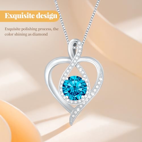 925 Sterling Silver Infinity Heart Necklace for Women, Rhodium Plated Cubic Zirconia Pendant Gift for Girlfriend Wife Mom - Anniversary Valentine's Day Birthday Present with Elegant Gift Box - color: Silver-12-Dec