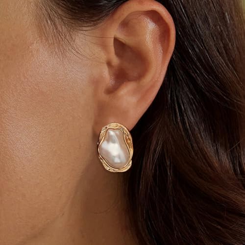 Baroque Pearl Earrings for Women Irregular Pearl Dangle Earrings Vintage Dangle Earring Bridal Wedding Jewelry - style: Style 4