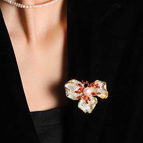 Brooches and Pins for Women Elegant Flower Pearl Brooches Costume Broches Jewelry Lady Christmas Pin for Women - style: Charming Pistil