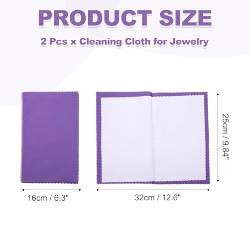 PATIKIL 9.8"x12.6" Jewelry Cleaning Cloth, 2 Pack Double-Sided Fleece Polishing Cloth for Gold, Silver and Jewelry, Dark Purple - color: Dark Purple, size: 9.8"x12.6"