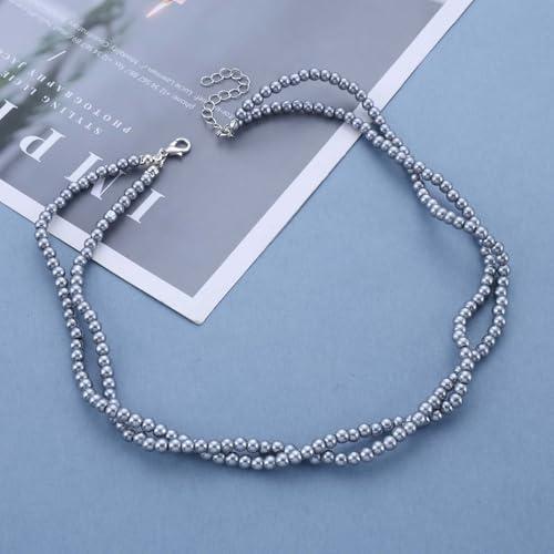 Layered Beaded Choker Necklace Handmade Glass Seed Beads Necklace Layering Twisted Bead Chain Clavicle Necklace Double Layers Round Beads Strand Necklace Jewelry for Women - style: 2 rows