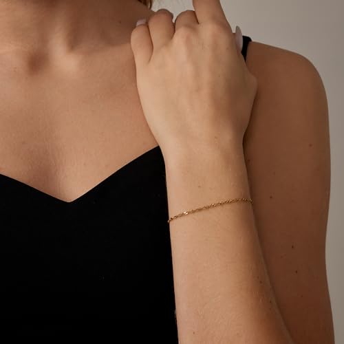 18K Gold Plated Pearl Beaded Cross Bracelets for Women Adjustable Stainless Steel Dainty Thin Gold Box Cuban Twisted Link Chain Bracelet Bridesmaid Jewelry Gifts - color: Singapore-Gold
