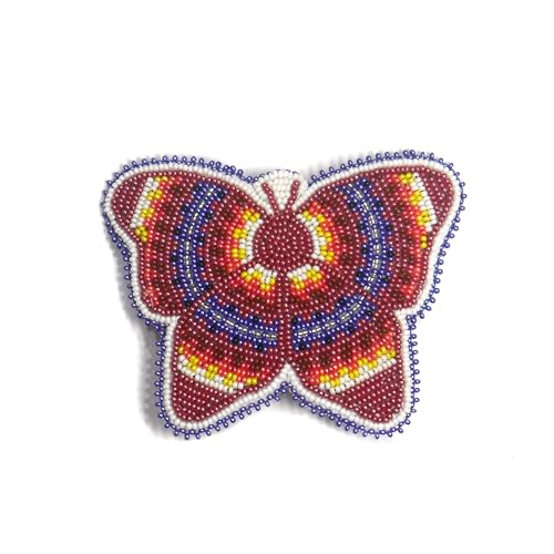 Beaded Hair Clips Native American Style Handmade Collection (Brownish Red (Butterfly)) - color: Brownish Red (Butterfly)