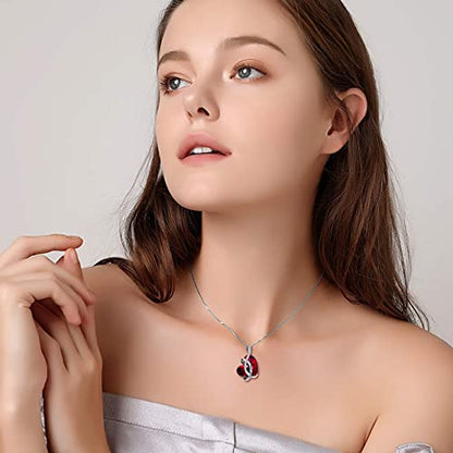 AOBOCO I Love You Sterling Silver 12 Birthstone Heart Pendant Necklace Embellished with Crystals from Austria, Mother's Day Anniversary Birthday Jewelry Christmas Gifts for Women Grandma Nana - color: C-January