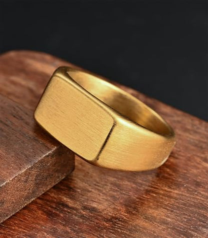 King Ring 10mm Seal Rings – Sand Surface Stainless Steel Bands for Men – Designed in USA - color: Gold