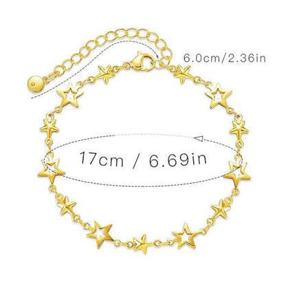 Dainty Gold Bracelets for Women, 18 Gold Plated Adjustable Evil Eye/Butterfly/Beaded/Pearl/Heart/Turquoise Handmade Bracelet for Women - style: Star