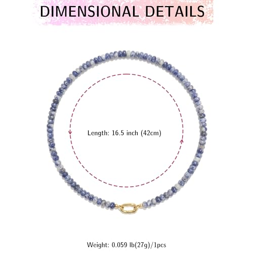 CONRAN KREMIX Colorful Stone Beaded Necklace for Women,Natural Gemstone Bead Choker Necklaces Boho Summer Beach Layering Necklace Jewelry Gift for Women - color: Blue & White
