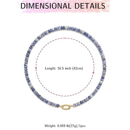 CONRAN KREMIX Colorful Stone Beaded Necklace for Women,Natural Gemstone Bead Choker Necklaces Boho Summer Beach Layering Necklace Jewelry Gift for Women - color: Blue & White