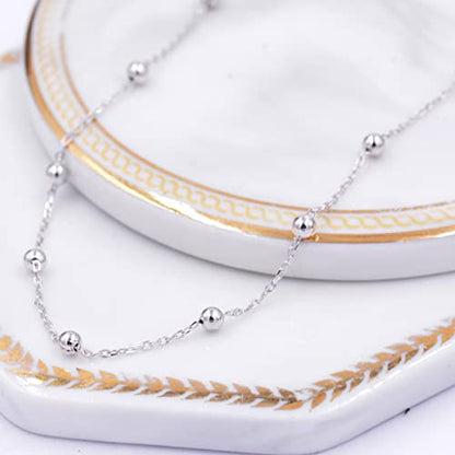 CHESKY 14K Gold Plated Silver Dainty Satellite Choker Necklace for Women | Layered Beaded Chain Necklace, Thin Choker Jewelry, Dainty Gold necklace, Minimalist Trendy Jewelry, Daily Gift for Women - style: Beaded-Silver