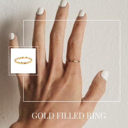 Harmony Braided Stacking Ring | Gold Statement Ring | Gold-Filled for Women | Simple and Elegant | Minimalist Jewelry | Waterproof Everyday Wear | Stacking Ring | Handmade