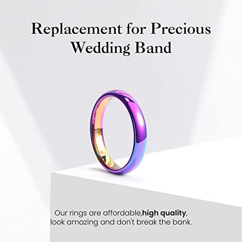 King Will Men's Women's Tungsten Carbide Ring 24k Gold Plated Rose Gold Plated Domed Polished Finish Wedding Band | Gold/Rose Gold, 1.5mm/2mm/4mm/6mm/8mm, Polished, Everyday Wear - color: Rainbow 4mm