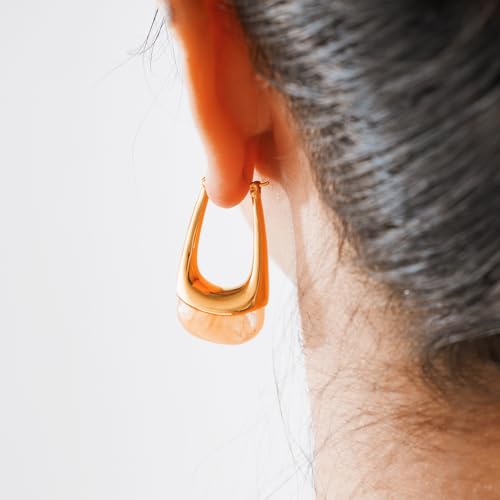 Acrylic Gold Hoop Earrings Chunky Statement Dangle Drop Huggie Earring Colorful Resin Jewelry for Women - color: Orange