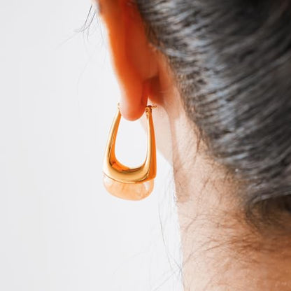 Acrylic Gold Hoop Earrings Chunky Statement Dangle Drop Huggie Earring Colorful Resin Jewelry for Women - color: Orange