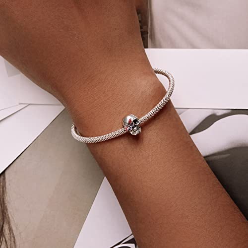Animal Charms for Bracelets 925 Sterling Silver Bead Charms Bee Butterfly Fox Charm Fits Bracelets and Necklaces Cute Charms for Women - color: Skull