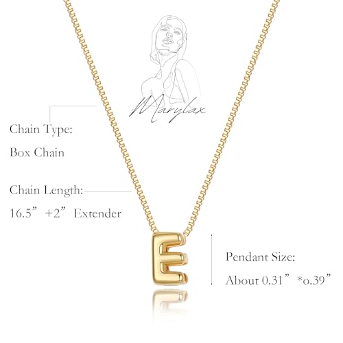 14K Gold Plated Bubble Letter Necklace, Tarnish Free and Waterproof Dainty Initial Necklace for Women, Trendy Personalized Gold Jewelry Gift for Her - color: Gold, style: E