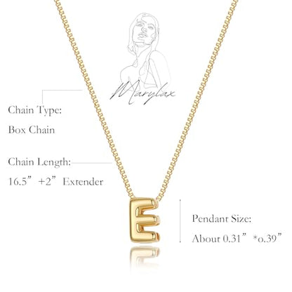 14K Gold Plated Bubble Letter Necklace, Tarnish Free and Waterproof Dainty Initial Necklace for Women, Trendy Personalized Gold Jewelry Gift for Her - color: Gold, style: E