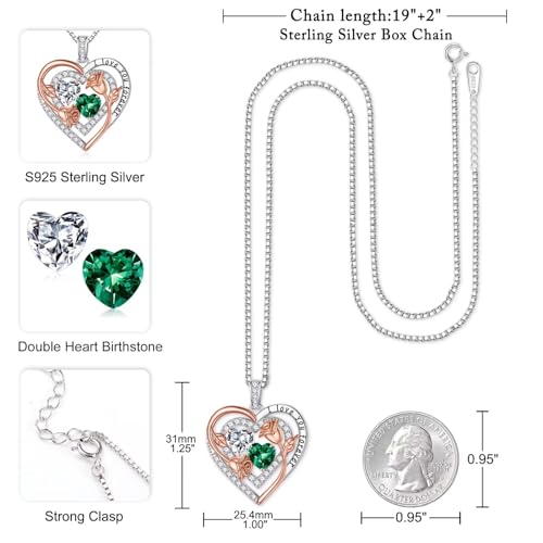 Iefil Birthstone Necklace for Women - Sterling Silver Birthstone Necklace, Anniversary Birthday Gifts for Wife Girlfriend Mom - color: 04-05-Apr-May Birthstone
