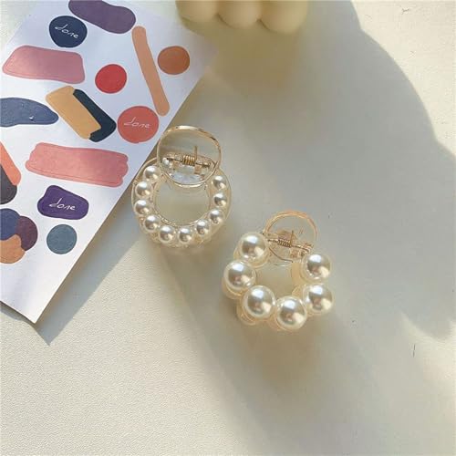 Pearl Hair Clips for Women, Small Hair Claw Clip Strong Hold,Mini Banana Jaw Clip Barrettes Nonslip,Hair Accessories Set Birthday Wedding Gift for Girl Thick Thin Curly Hair(5 PCS) - size: 1 Count (Pack of 5)