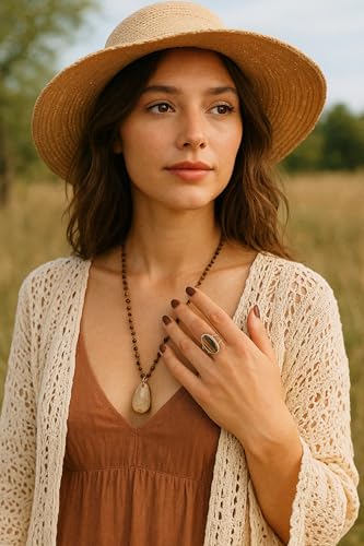 Western Captivating Tiger's Eye Stone Ring,Solitaire 8 * 10mm Oval Cut Gemstone 18K Gold Plated Stack 13mm Wide Ribbed Texture Band Statement Ring for Women - style: Tiger's Eye G