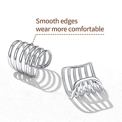 ChicSilver 925 Sterling Silver Ear Cuff Earrings Non Piercing Clip on Cartilage Cuff Earrings for Women - style: F: Multi Lines