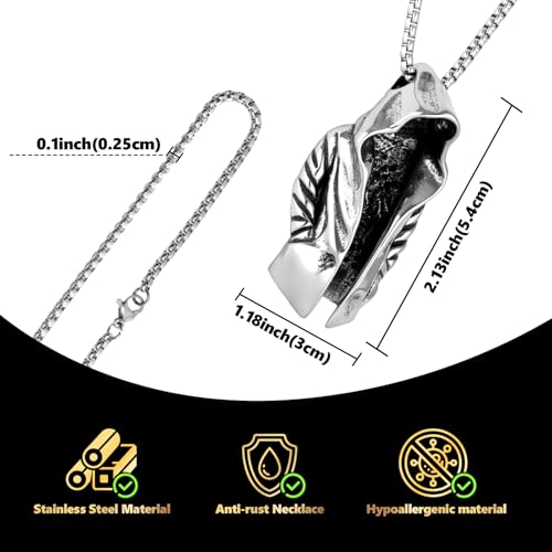 Stainless Steel Gothic Y2K Punk Rock Emo Biker Pendant Necklace | Cosplay Vintage Viking Alt Edgy Fashion Charm Necklace Jewelry for Men Women Active Daily Wear - style: Wizard Cloak