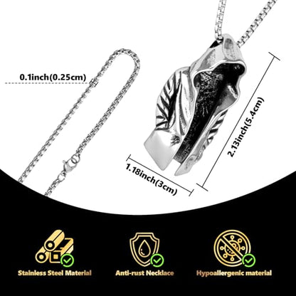 Stainless Steel Gothic Y2K Punk Rock Emo Biker Pendant Necklace | Cosplay Vintage Viking Alt Edgy Fashion Charm Necklace Jewelry for Men Women Active Daily Wear - style: Wizard Cloak