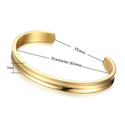 Zuo Bao Stainless Steel Bracelet Grooved Cuff Bangle for Women - color: Gold