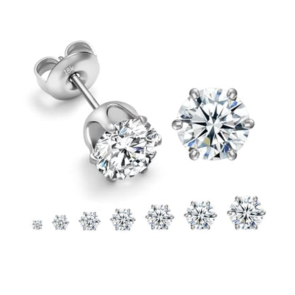 316L Stainless Steel Stud Set for Women Men, 20G Hypoallergenic Cartilage Jewelry with 2mm–8mm CZ Zirconia, Silver & Gold for Sensitive Ear Piercing - color: White Gold-7 Pairs Set