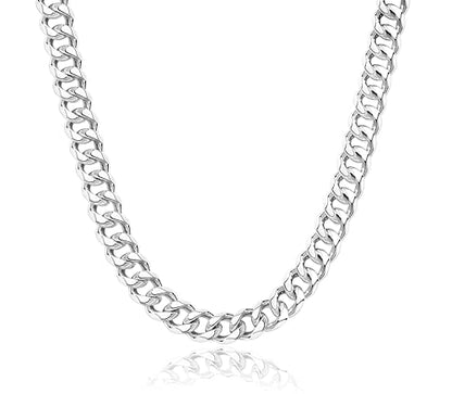 WomenGifts Cuban Link Chain Necklace for Women, Waterproof 14k Gold Silver Plated Chain Choker, Non Tarnish Stainless Steel Jewelry, 3.5/5/6/8/11mm,14/16/18 Inch Thin&Chunky&Thick - color: Silver, style: 11MM-18"