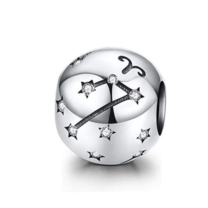 Constellation Charm 925 Sterling Silver Birthstone Bead for Pandora Charms Bracelet-Gift for Anniversary Birthday Christmas Day - color: Aries（3.21-4.19）