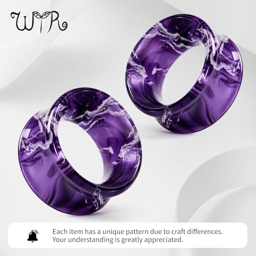 WYR Acrylic Ear Gauge 4pc Set (2 Hollow & 2 Solid): Lightweight Hypoallergenic Ear Plugs for Daily Wear & Piercing Expansion - color: Purple, size: 9/16"(14mm)