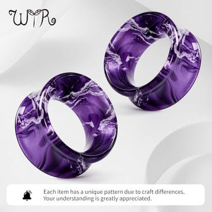 WYR Acrylic Ear Gauge 4pc Set (2 Hollow & 2 Solid): Lightweight Hypoallergenic Ear Plugs for Daily Wear & Piercing Expansion - color: Purple, size: 9/16"(14mm)