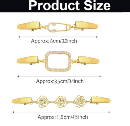 Vintage Sweater Clips Shawl Dresses Shirt Clips Retro Cardigan Collar Chain Clips Brooch Pins for Women - style: Style 9