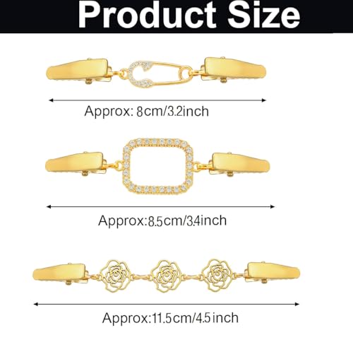Vintage Sweater Clips Shawl Dresses Shirt Clips Retro Cardigan Collar Chain Clips Brooch Pins for Women - style: Style 9