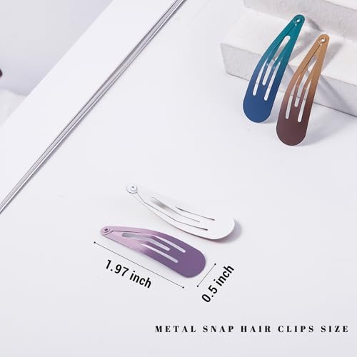 48 PCS Small Metal Barrettes For Women Non Slip Water Drop Snap Clips For Thick Thin Fine Hair Classic Accessories,Pink Purple Brown Blue Green,1.97 x 0.5 In - color: Pink Purple Brown Blue Green