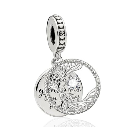 Tree of Life Dangle Charm Mother's Love Pendant Bead Compatible with Pandora Bracelets & Necklaces Women - color: White