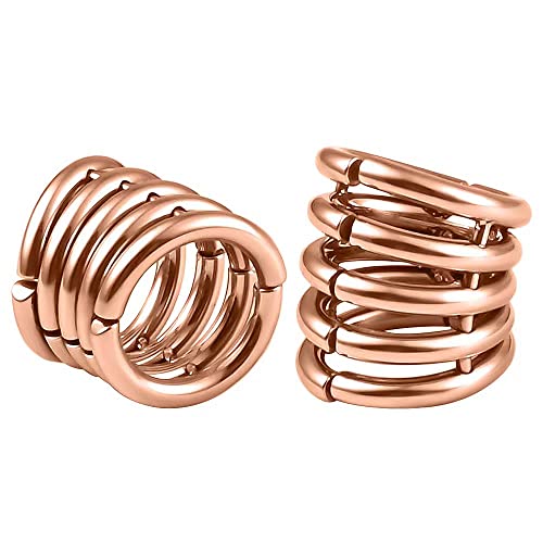 Casvort 2 PCS Hypoallergenic 316 Stainless Steel 00G/3/4'' Stacked Ring Cuffs for Stretched Lobe Ear Gauges Plugs Ear Tunnels Stretcher Earring Studs Clip on Cartilage Body Piercing Jewelry - color: Rose Gold 10mm (00g)