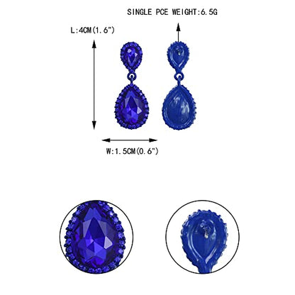 EVER FAITH Women's Austrian Crystal Wedding Tear Drop Dangle Earrings | Bridal Prom Jewelry for Bride Bridesmaid - color: Blue Blue-Tone
