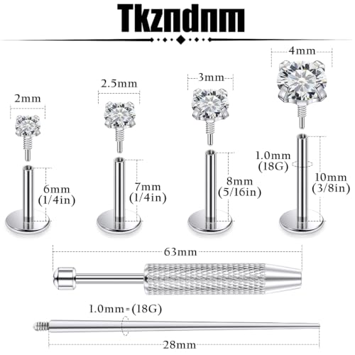 18/16g Flat Back Earrings Lip Rings Stud Jewelry Surgical Steel - color: Surgical Steel, size: 18g
