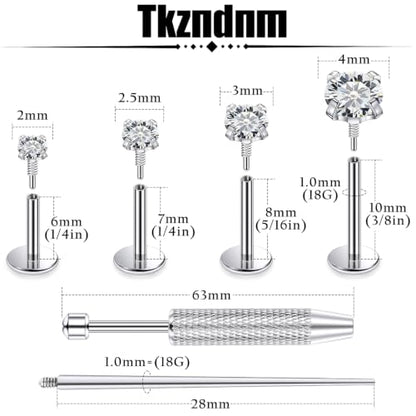 18/16g Flat Back Earrings Lip Rings Stud Jewelry Surgical Steel - color: Surgical Steel, size: 18g