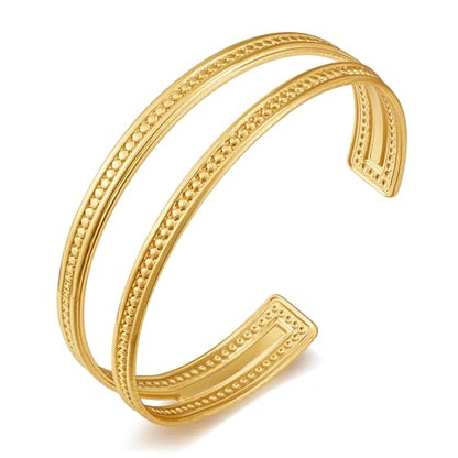 Chunky 14k Gold Cuff Bracelets for Women - Non Tarnish Teardrop Bangle Multi-layer Cross Wire Open Bracelets - color: Golden 20