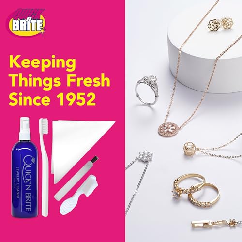 Quick 'n Brite Jewelry Cleaner Kit, with 16 oz Jewelry Cleaner, 3 Pc Cleaning Brush, and Polishing Cloth – 5 Piece